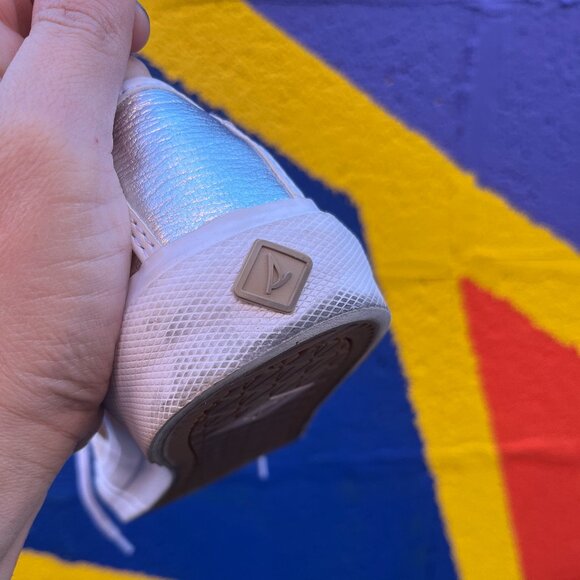 Sperry Womens Soletide 2 Sneakers Shoes Metallic Snake Leather US W 9 - Picture 2 of 8